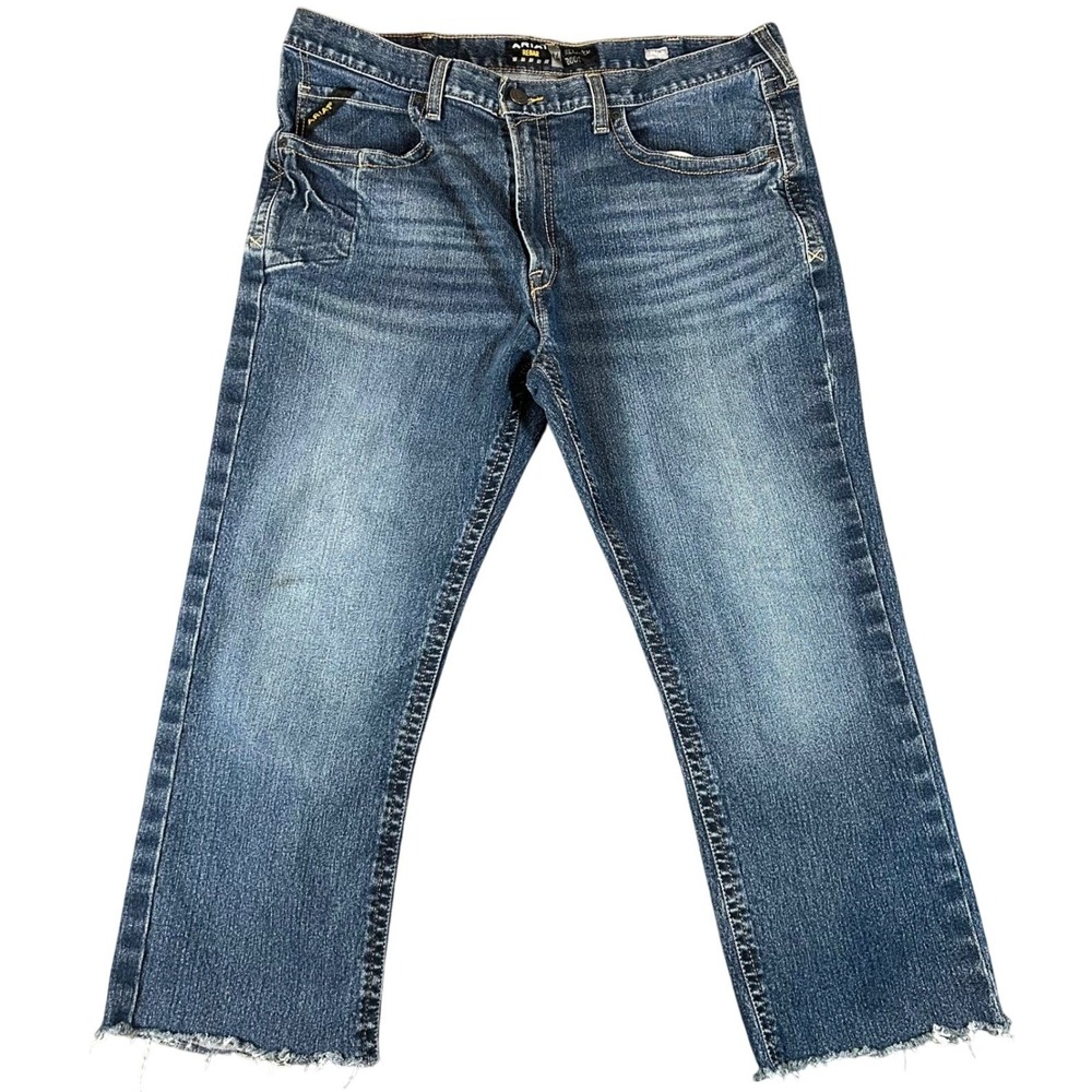 Ariat Rebar M4 Relaxed Boot Cut Jeans Mens 38x30‎ Fits 40x25 Hemmed Denim Work